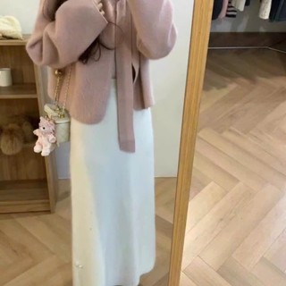 Chân Váy Midi Chữ A Vải Len Lông Thỏ Dáng Dài 85cm Xẻ Sau Cạp Chun Basic Dễ Mặc Phong Cách Đi Làm Đi Chơi