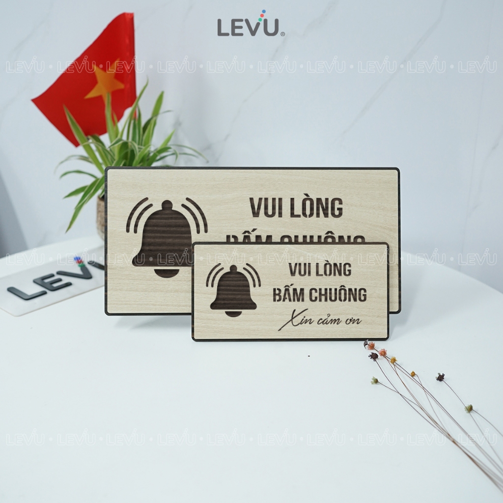 Bảng gỗ trang trí vui lòng bấm chuông BG97 decor nhà cửa
