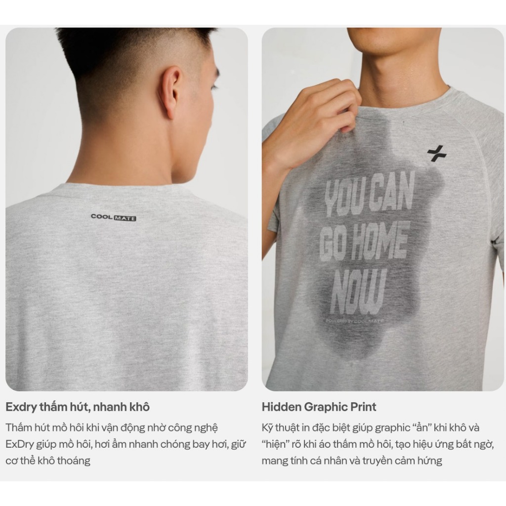 [MUA 4 GIẢM 20%]Áo thun nam cotton thể thao, tập gym training công nghệ mới hidden graphic Coolmate