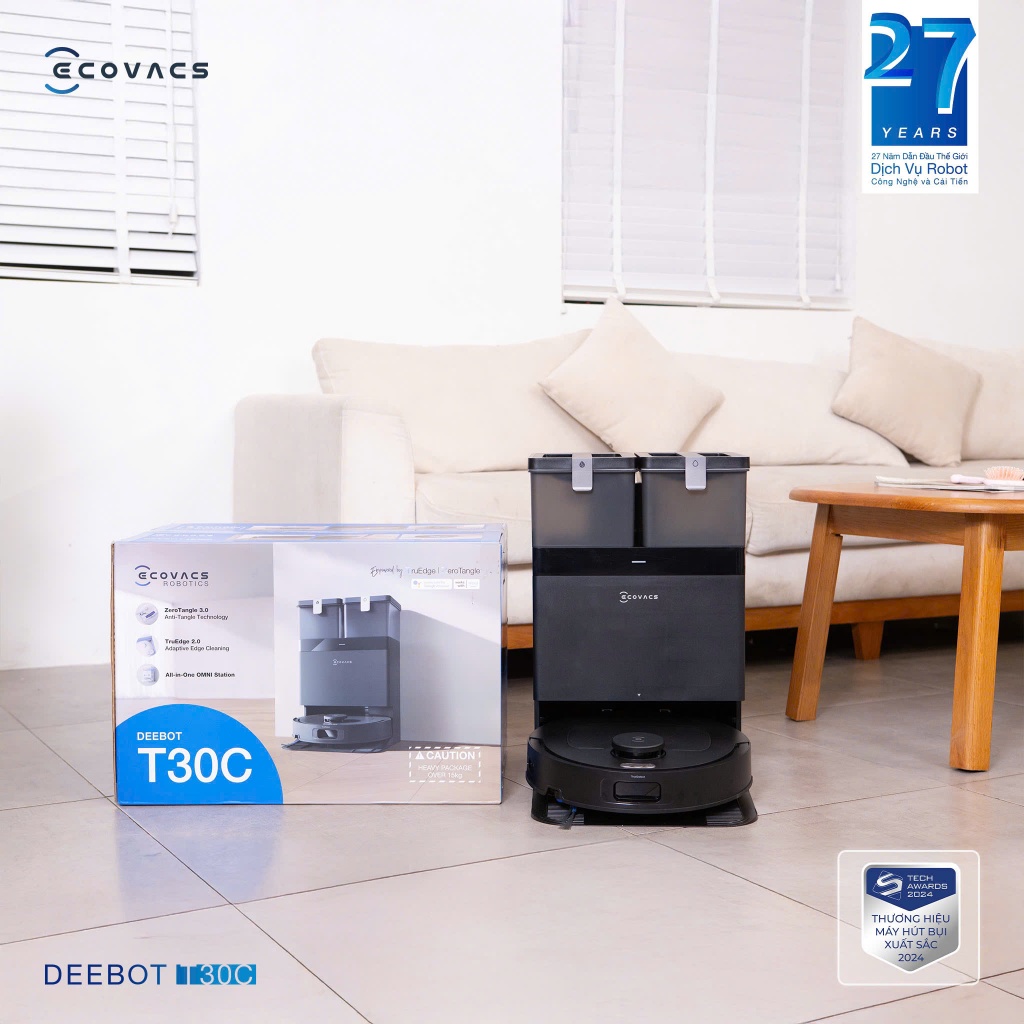 Robot Hút Bụi Lau Nhà Ecovacs Deebot T30C 2026 - 20.000 Pa - Giặt giẻ nước nóng - BH 24 tháng
