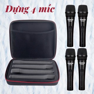 Hộp Đựng Micro 4 Ngăn Cao Cấp – Chống Nước, Chống Ẩm, Vải EVA Bền Đẹp – Có Quai Xách & 2 Khoá Kéo