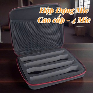 Hộp Đựng Micro 4 Ngăn Cao Cấp – Chống Nước, Chống Ẩm, Vải EVA Bền Đẹp – Có Quai Xách & 2 Khoá Kéo