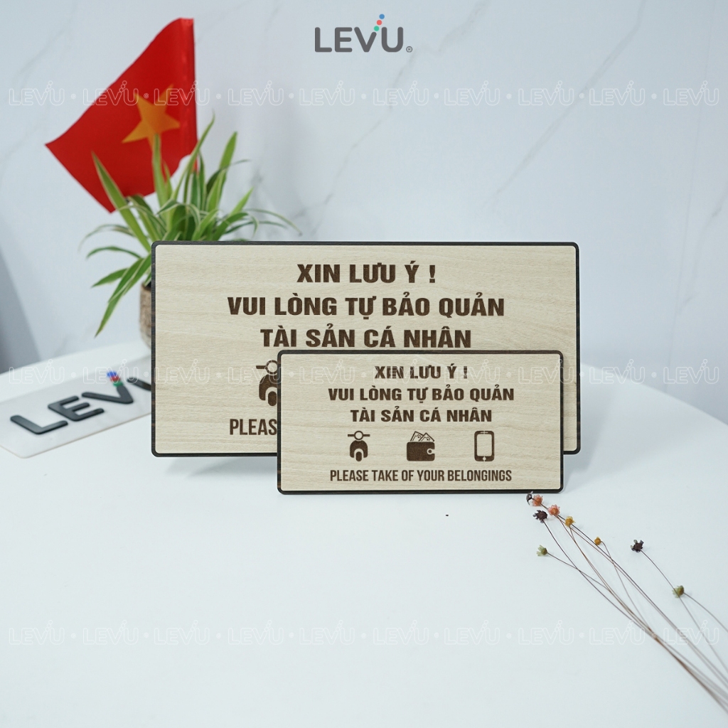 Bảng gỗ thông báo vui lòng tự bảo quản tài sản cá nhân BG101 trang trí cửa hàng