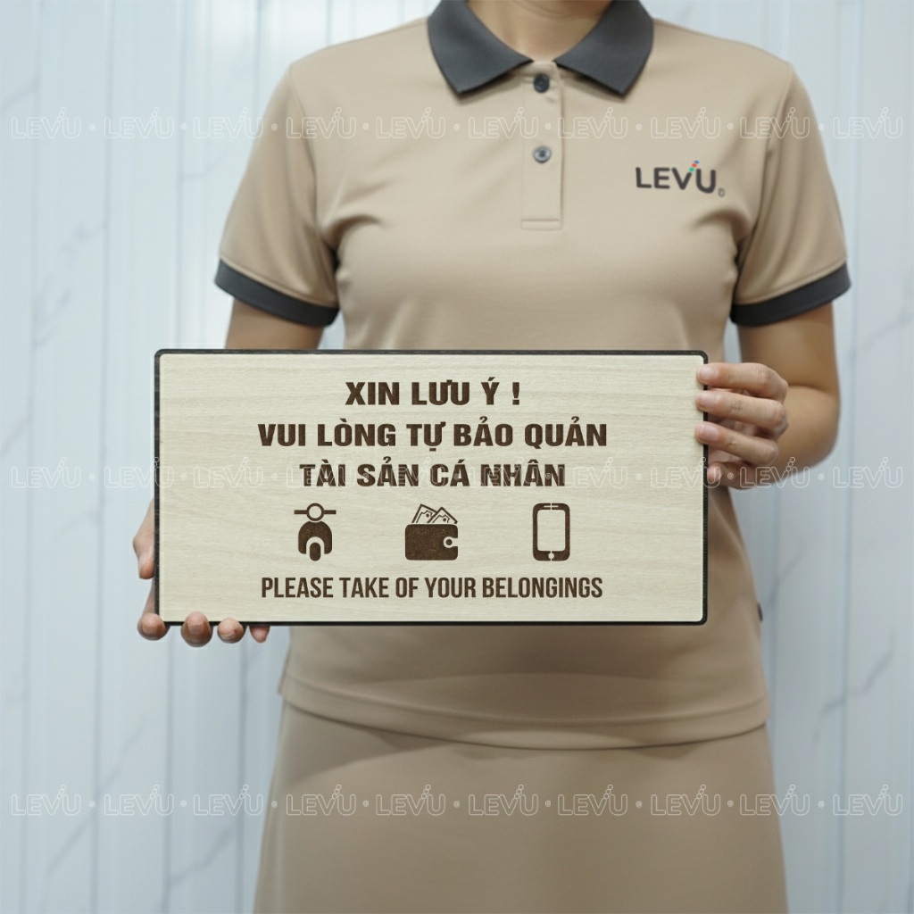 Bảng gỗ thông báo vui lòng tự bảo quản tài sản cá nhân BG101 trang trí cửa hàng