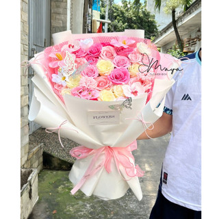 Bó hoa sáp mix 30 bông, 35 bông dáng dài siêu to xinh xắn [Quà tặng sinh nhật, valentine, 8/3, 20/10, noel...]
