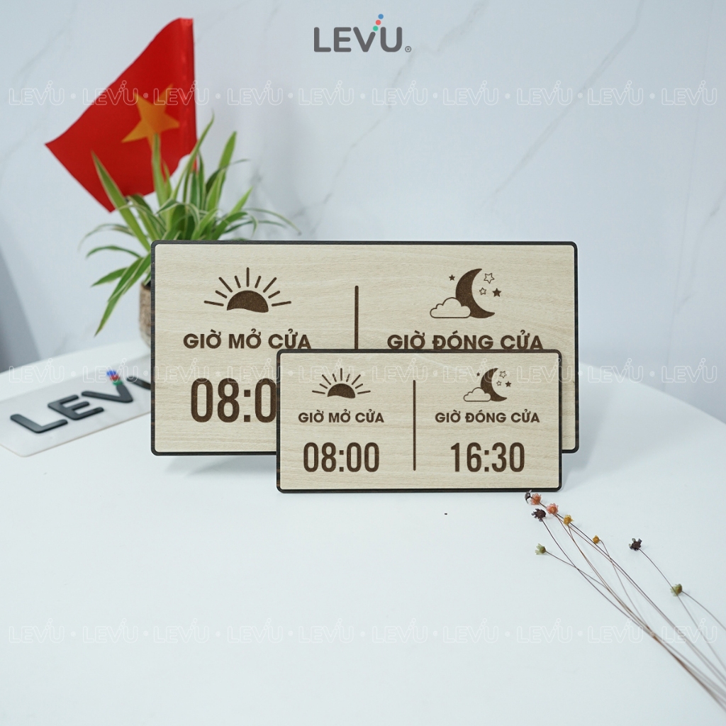 Bảng gỗ thông báo giờ mở cửa giờ đóng cửa BG102 trang trí cửa hàng, decor quán cà phê