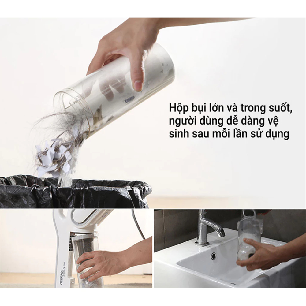 Máy Hút Bụi Cầm Tay Deerma DX700 Tặng Kèm 3 Đầu Hút Đa Dụng Công Suất 600W Cùng Lực Hút 15000 Pa