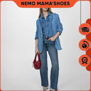 MANGO QUẦN JEANS SUÔNG XANH NỮ (Q230925008)