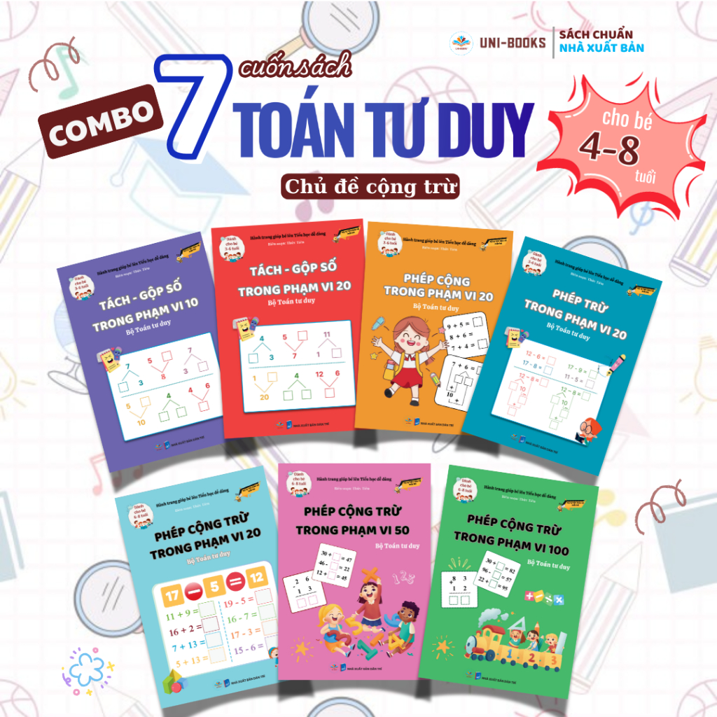 Sách Toán Tư Duy Unibooks Bộ 7 Cuốn hực Hành Cộng Trừ Phát Triển Tư Duy ...
