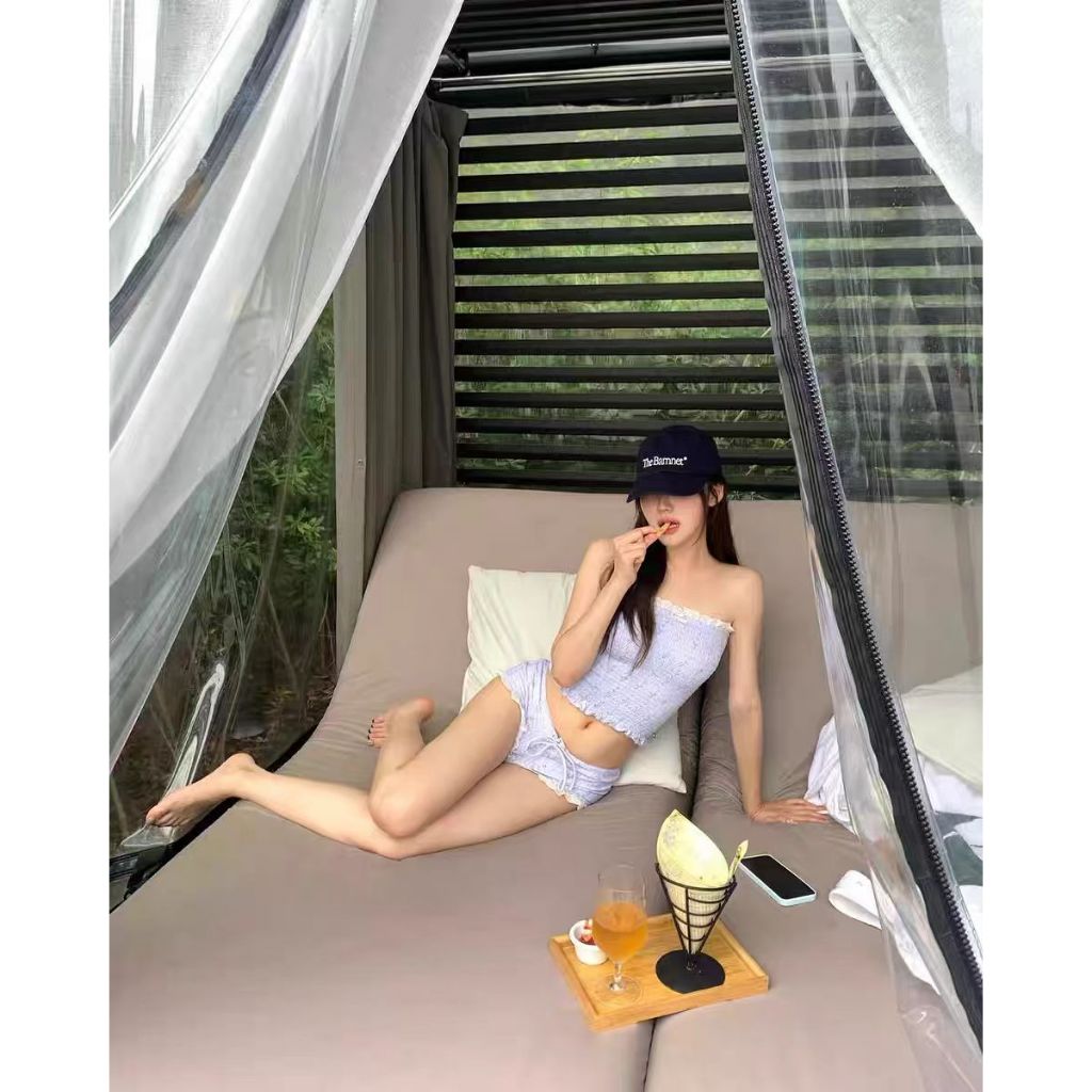 [SẴN - HỎA TỐC HN] ONESOON Bộ bikini 2 mảnh họa tiết hoa nhí nhún chun phối ren sexy phong cách hàn quốc cho nữ