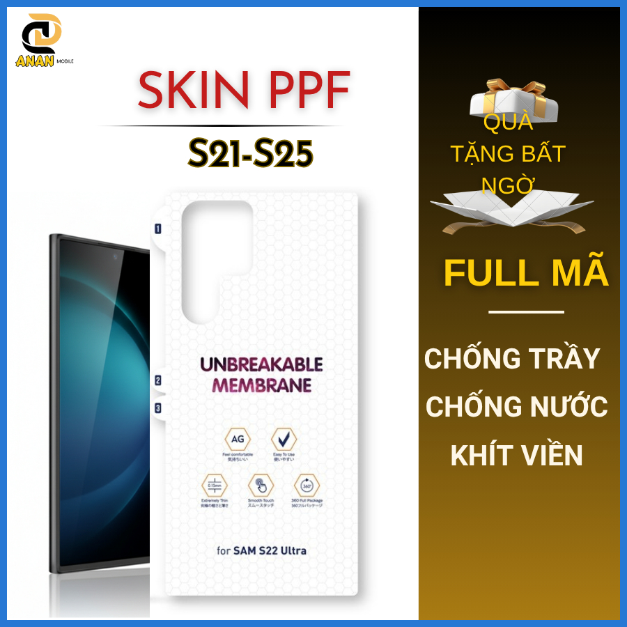 Dán mặt lưng Skin PPF cho Samsung S21+ S22 S22+ S23 S23+ S24 S24+ S22Plus S23Plus S24ultra S25ultra S22ultra S23ultra