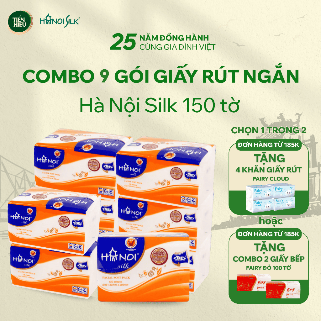 COMBO Gói Giấy Ăn Rút Hanoi Silk 3 Lớp Mềm Mại Bền Dai Tan Nhanh An ...