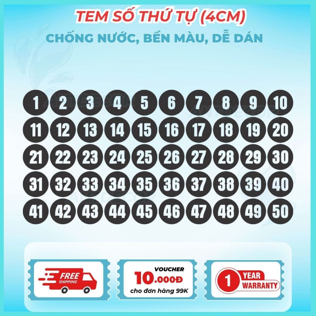 Tem Dán (4cm) Số Từ 1 đến 200 – Giải Pháp Đánh Số Nhanh Chóng và Hiệu Quả