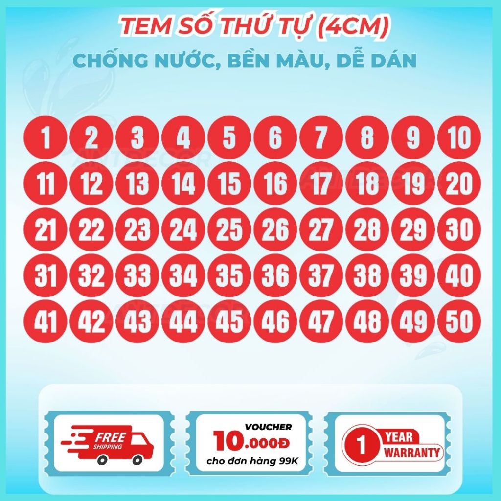Tem Dán (4cm) Số Từ 1 đến 200 – Giải Pháp Đánh Số Nhanh Chóng và Hiệu Quả