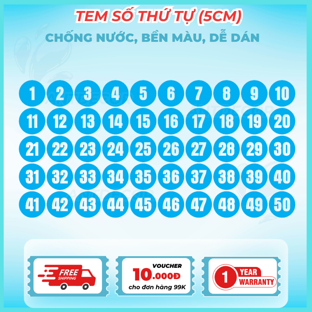 Decal Dán (5cm) Số Từ 1 đến 200 – Giải Pháp Đánh Số Nhanh Chóng và Hiệu Quả