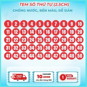 Decal Dán (2.5cm) Số Từ 1 đến 200 – Giải Pháp Đánh Số Nhanh Chóng và Hiệu Quả