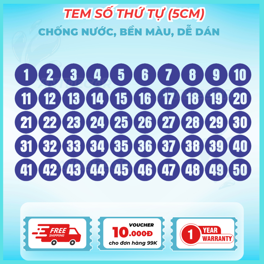 Decal Dán (5cm) Số Từ 1 đến 200 – Giải Pháp Đánh Số Nhanh Chóng và Hiệu Quả