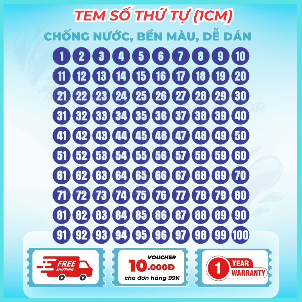 Decal Dán (1cm) Số Từ 1 đến 600 – Giải Pháp Đánh Số Siêu Tiện Lợi, Tiết Kiệm Thời Gian