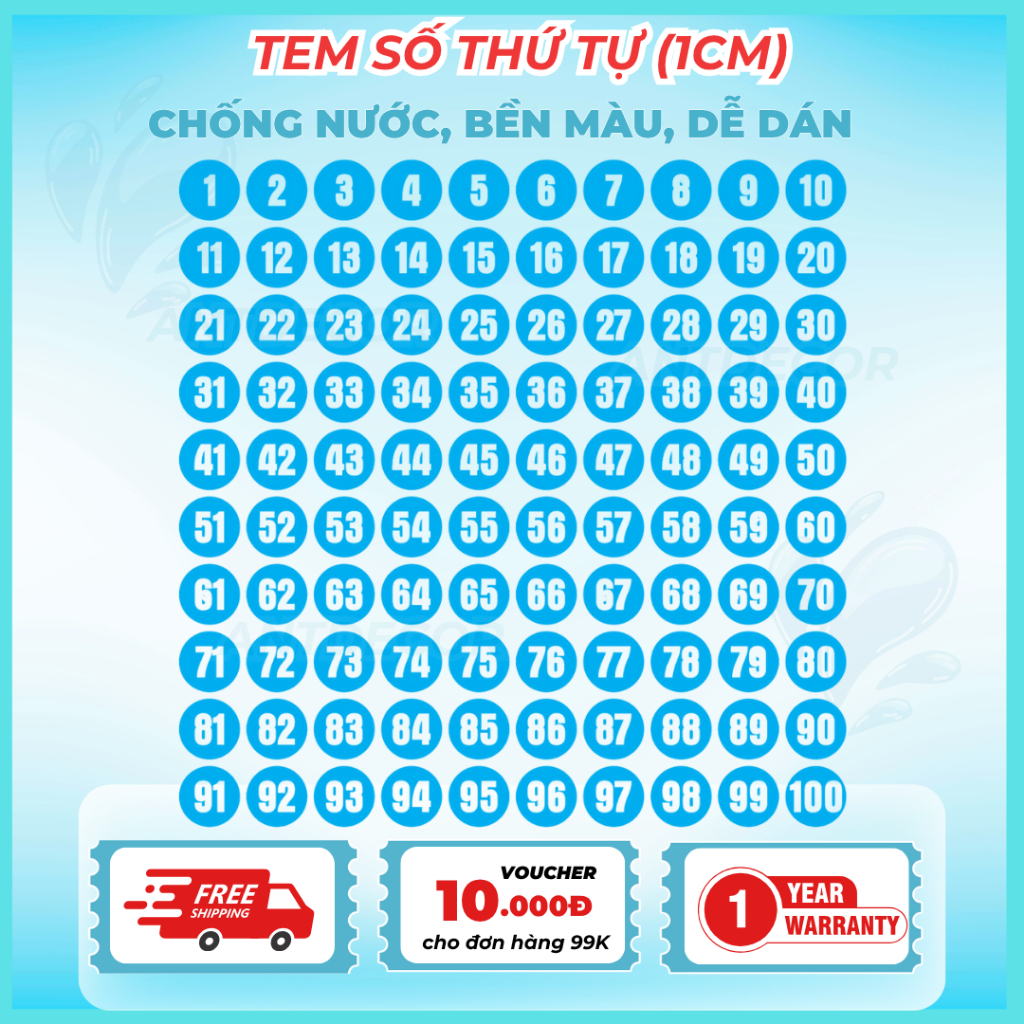 Decal Dán (1cm) Số Từ 1 đến 600 – Giải Pháp Đánh Số Siêu Tiện Lợi, Tiết Kiệm Thời Gian