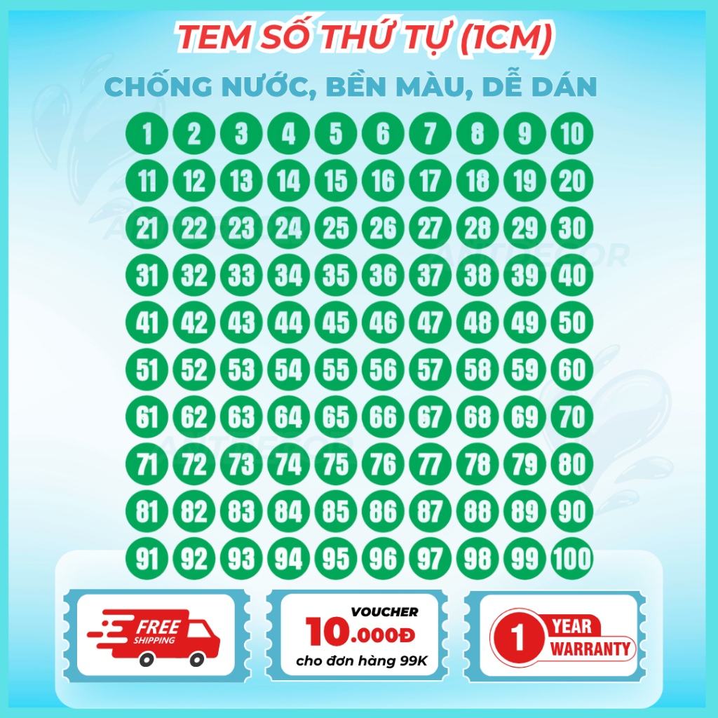 Decal Dán (1cm) Số Từ 1 đến 600 – Giải Pháp Đánh Số Siêu Tiện Lợi, Tiết Kiệm Thời Gian