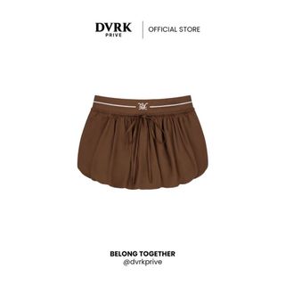 Chân Váy Bí Dáng Ngắn Bồng Xòe Đai Thun Màu Nâu-DVRK-25W