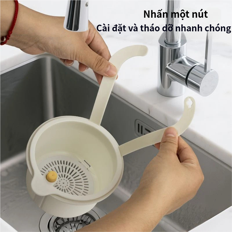 Giỏ Lọc Rác Thông Minh Treo Vòi - Xả Rác Một Chạm, Bếp Sạch Không Tắc Nghẽn