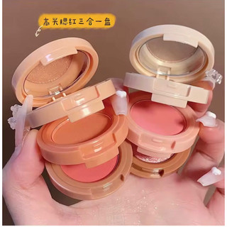 Phấn Má Hồng Hoặc Mắt Bắt Sáng 3 Tầng Màu Sắc Trang Điểm Kèm Gương Cực Xinh