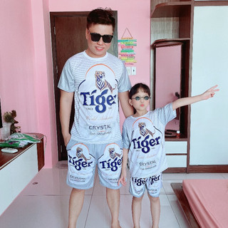 Bộ thể thao nam nữ TIGER BẠC áo tay ngắn quần short dáng rộng thời trang ,Bộ đùi Ngắn Tập Gym KL2