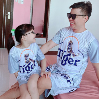 Bộ thể thao nam nữ TIGER BẠC áo tay ngắn quần short dáng rộng thời trang ,Bộ đùi Ngắn Tập Gym KL2