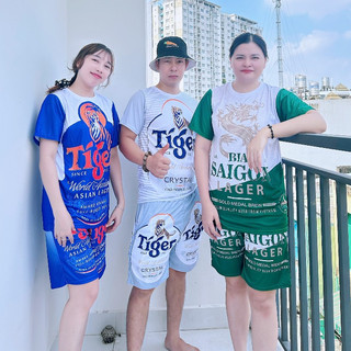 Bộ thể thao nam nữ TIGER BẠC áo tay ngắn quần short dáng rộng thời trang ,Bộ đùi Ngắn Tập Gym KL2