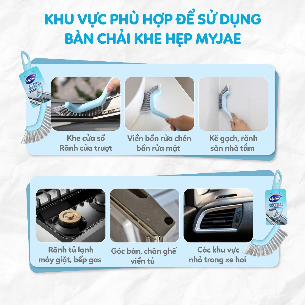 [Võ Hà Linh x MyJae] COMBO 4 Bàn Chải Khe Hẹp MyJae Đầu Chổi Siêu Mảnh Tay Cầm Gọn Nhẹ