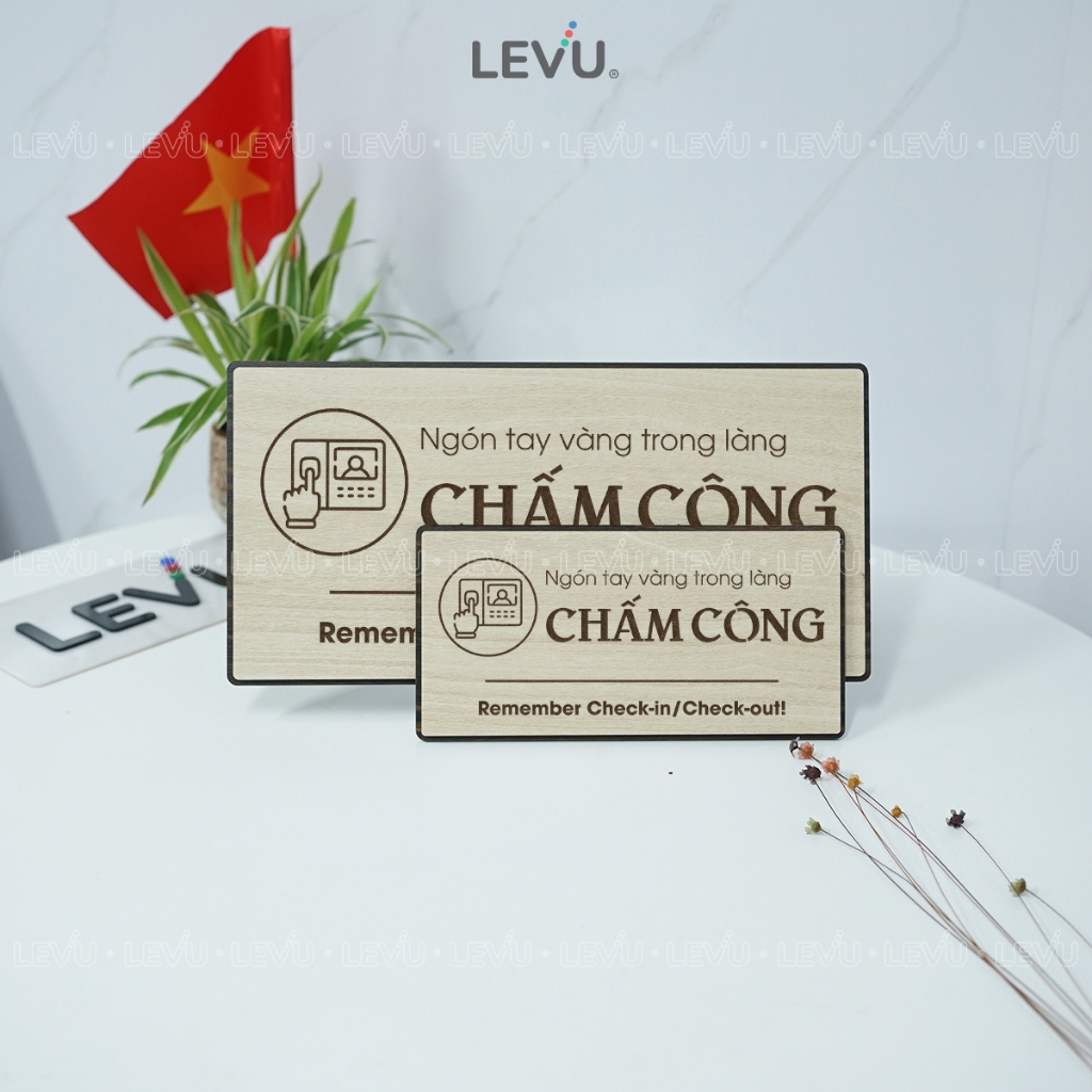 Bảng gỗ thông báo khu vực chấm công nhân viên BG105 trang trí công ty