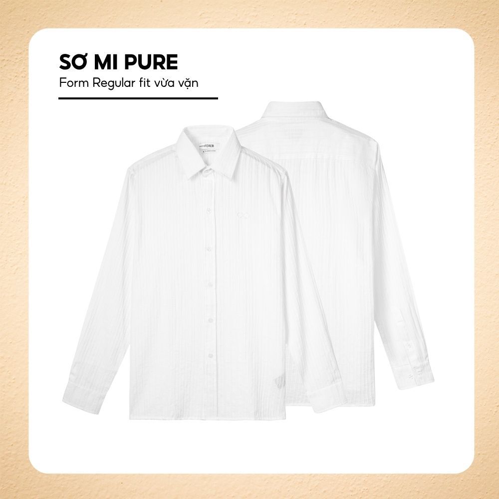 Áo sơ mi PURE tay dài trắng lịch lãm vải gân nổi tinh tế chống nhăn thoáng mát cao cấp cho nam công sở, hiện đại - FEAER