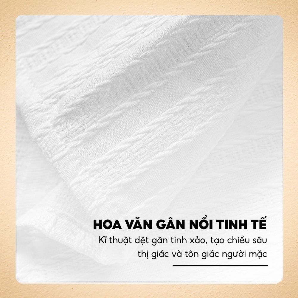 Áo sơ mi PURE tay dài trắng lịch lãm vải gân nổi tinh tế chống nhăn thoáng mát cao cấp cho nam công sở, hiện đại - FEAER