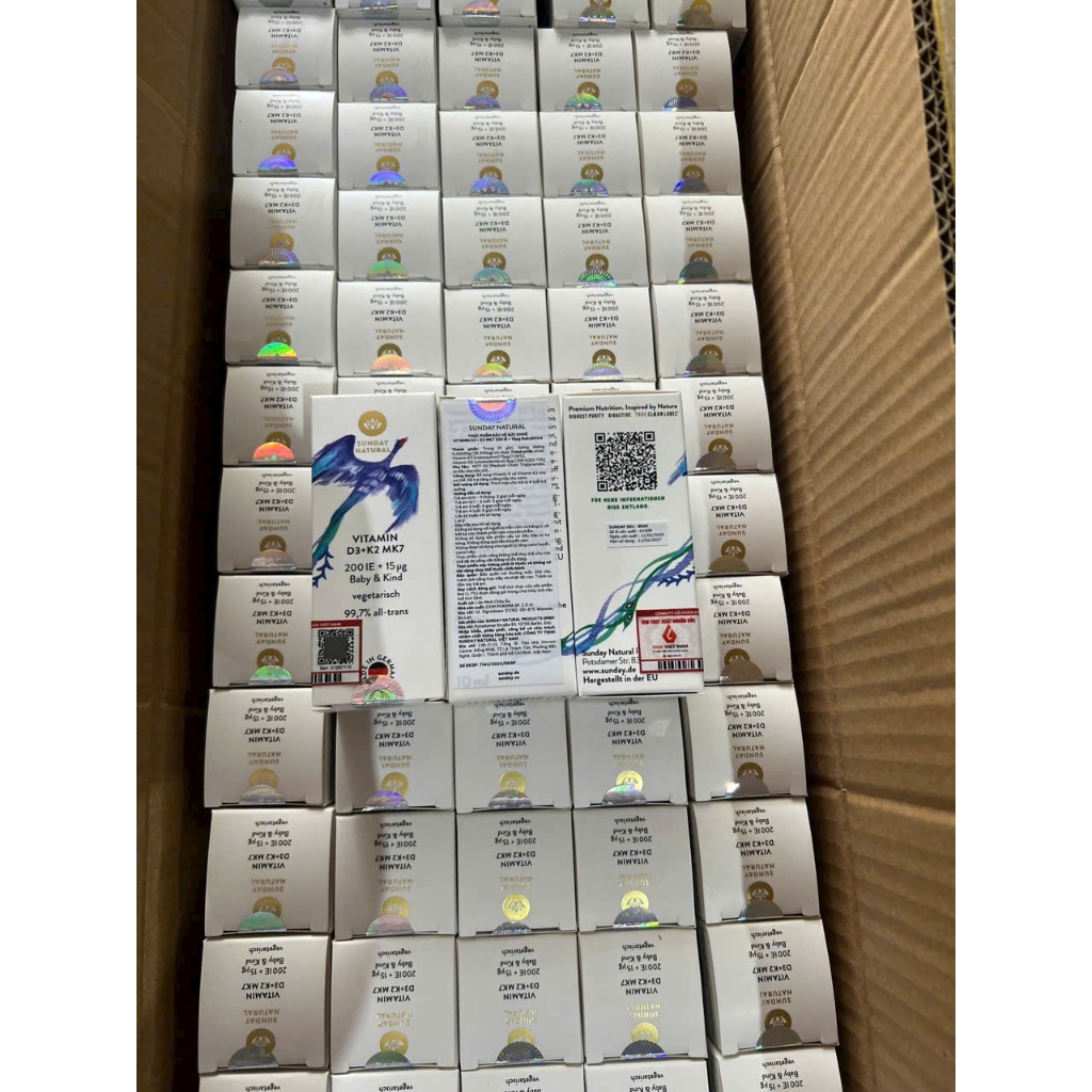 Vitamin D3 K2 MK7 (10ml 300 giọt) giúp chắc xương cho trẻ từ sơ sinh đến 4 tuổi Sunday Natural, Đức