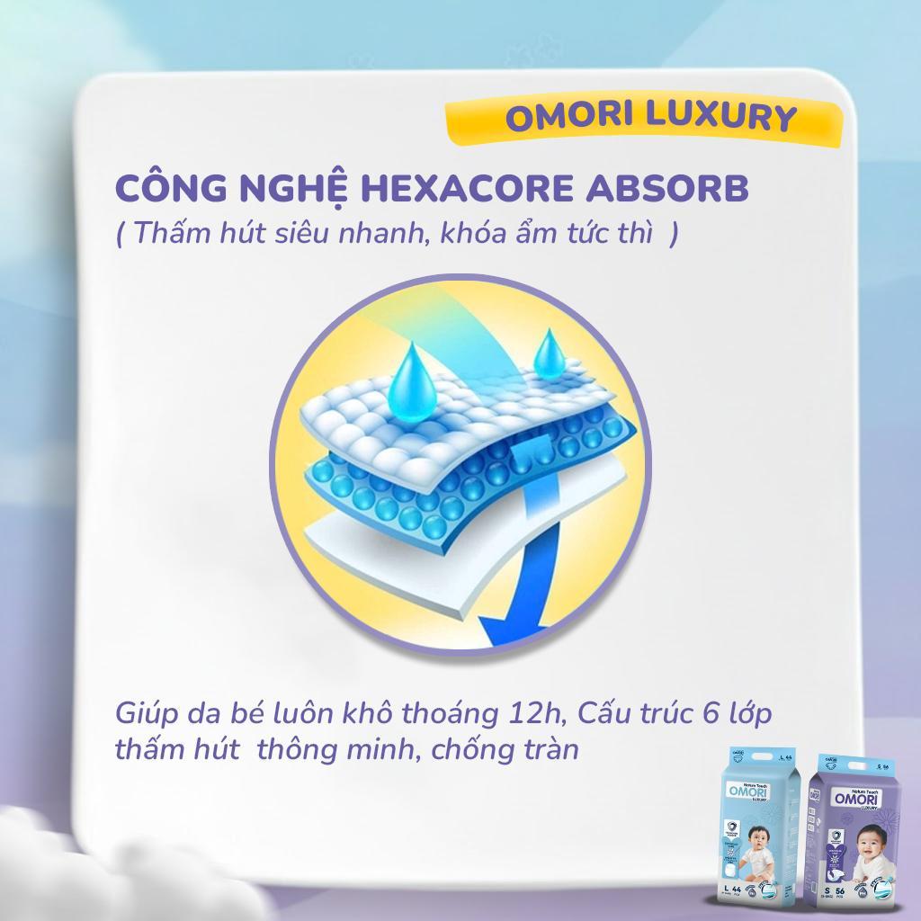Combo 3 Bịch Tã/ Bỉm Dán Cao Cấp OMORI LUXURY Mỏng Nhẹ, Siêu Thấm Hút, Chất Liệu An Toàn Cho Bé