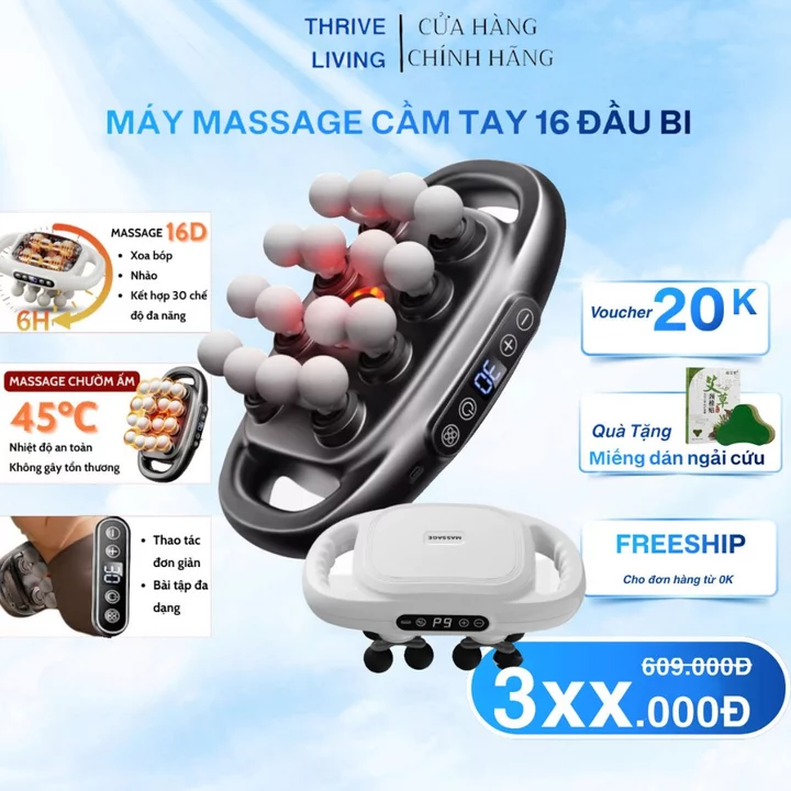 Máy Massage Cầm Tay 16 Đầu Động Cơ Yên Tĩnh Hỗ Trợ Thư Giãn Giảm Đau Nhức Cơ