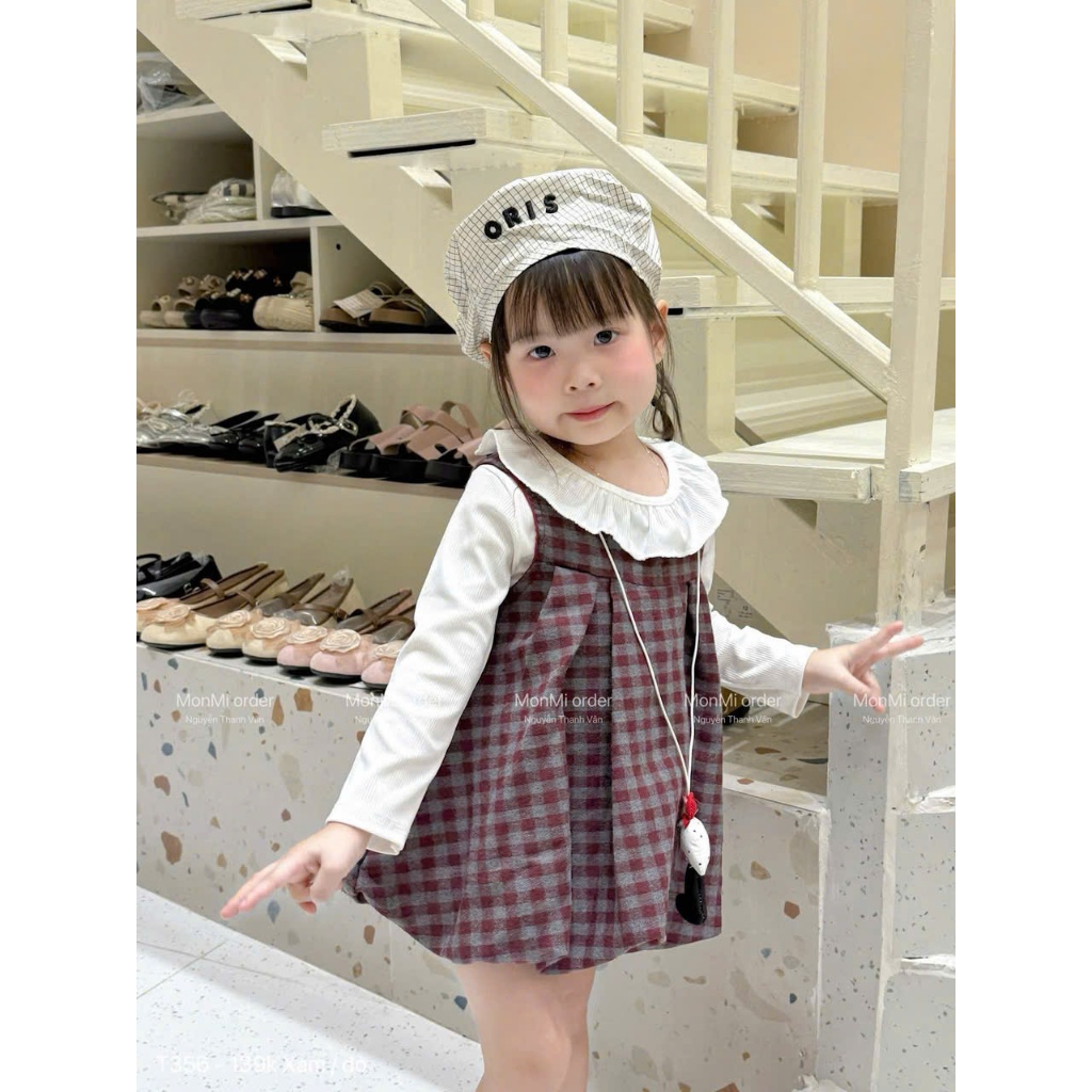 (Bon Kids) TD278 Set Váy Bí Ngô Kèm Áo Giữ Nhiệt  Cho Bé 6-18kg
