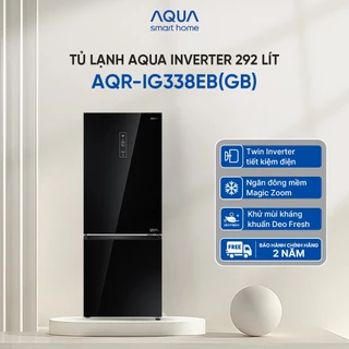 Tủ lạnh ngăn đông dưới Aqua 292 Lít AQR-IG338EB(GB) - Bảo hành 2 năm - Freeship