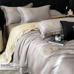 Combo Chăn Ga Gối 4 Món Lụa Giặt Nước HOME LEJU Cao Cấp Mùa Hè Mát Lạnh Bộ Bốn Món Drap Bọc Nệm Bo Chun — ảnh 3