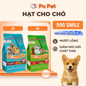 Thức ăn cho chó trưởng thành vị gà nướng & bò DogSmile 500G seal, thức ăn hạt cho chó vị gà nướng