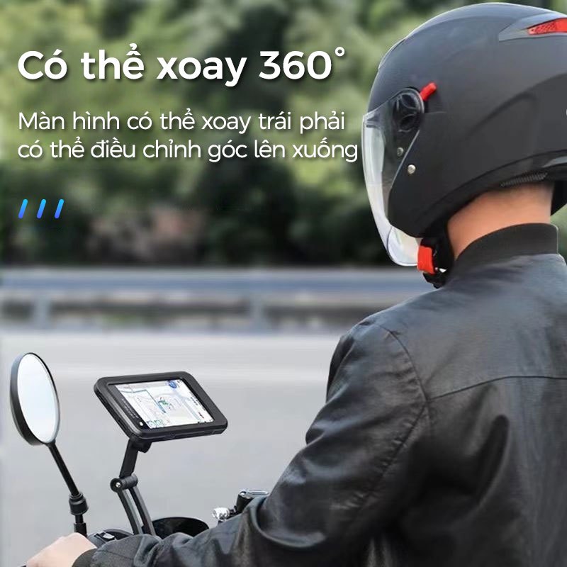 Giá đỡ điện thoại xe máy chống nước, chống sốc xoay 360°, chống nước, chống sốc, có cổng sạc, phù hợp xe đạp