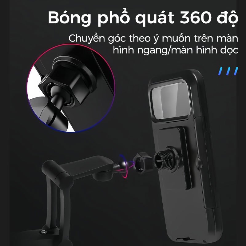Giá đỡ điện thoại xe máy chống nước, chống sốc xoay 360°, chống nước, chống sốc, có cổng sạc, phù hợp xe đạp