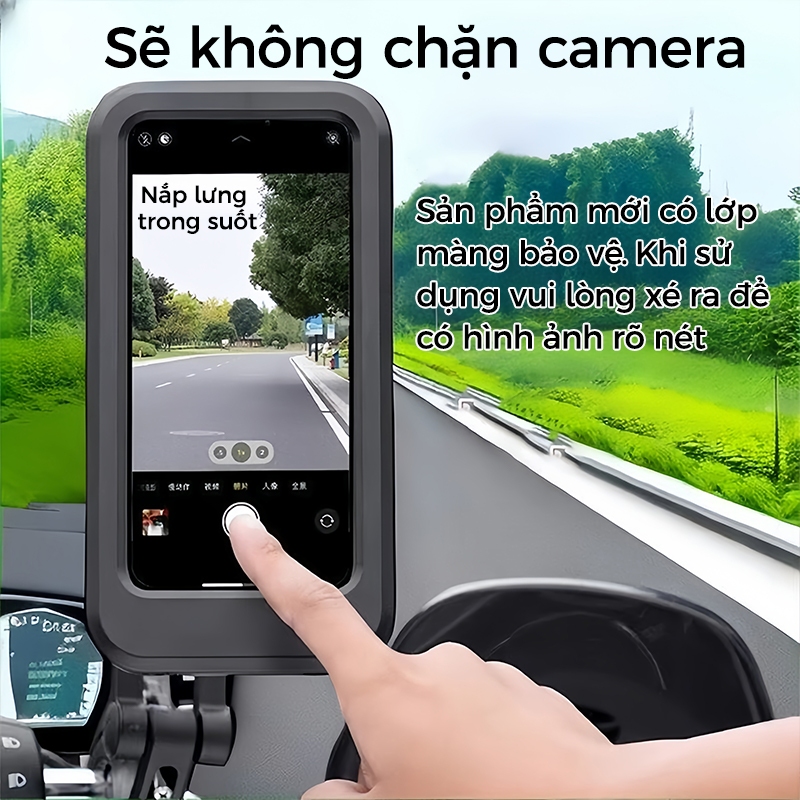 Giá đỡ điện thoại xe máy chống nước, chống sốc xoay 360°, chống nước, chống sốc, có cổng sạc, phù hợp xe đạp