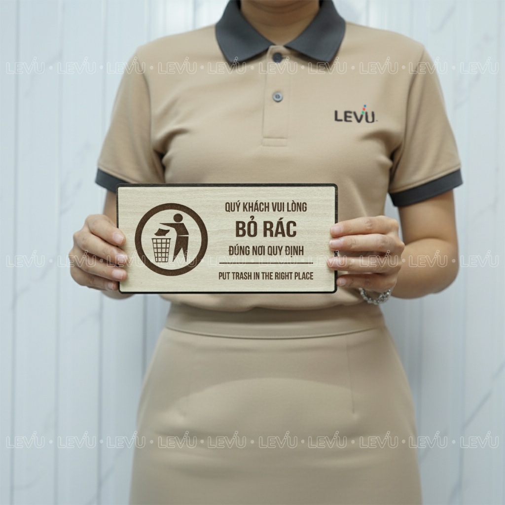 Bảng gỗ thông báo vui lòng bỏ rác đúng nơi quy định BG109 trang trí nhà cửa