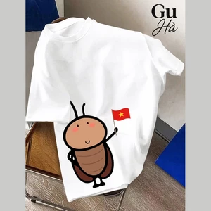 Áo thun Unisex in hình Con Gián Cầm Lá Cờ cool ngầu cho Bé Trai, Bé Gái và Nam Nữ - Gu Hà I H68