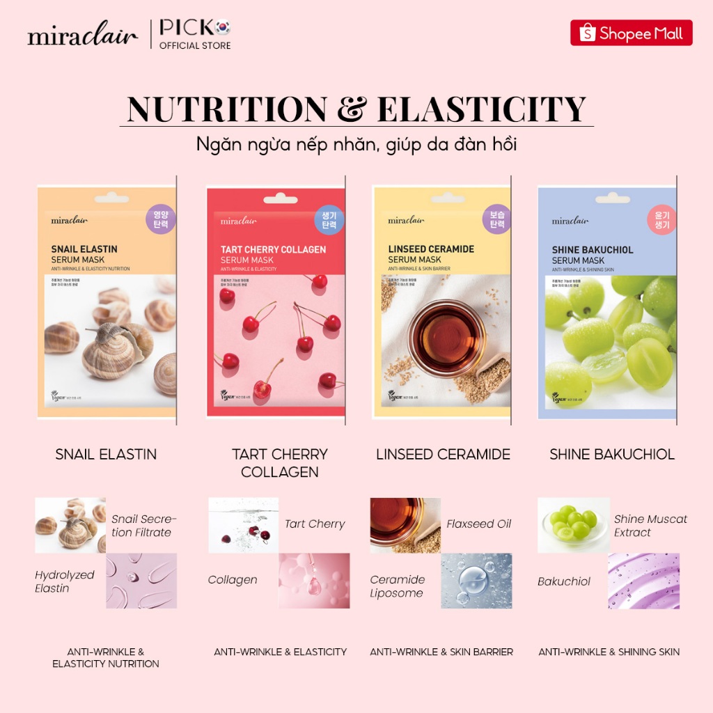 Combo mix mặt nạ dưỡng da thuần chay Hàn Quốc MIRACLAIR serum mask 23G