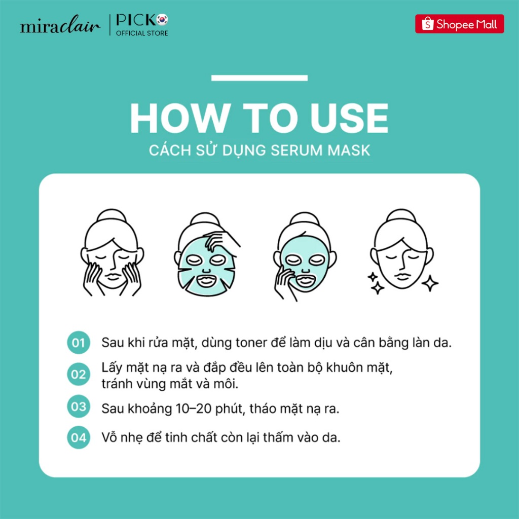 Combo mix mặt nạ dưỡng da thuần chay Hàn Quốc MIRACLAIR serum mask 23G