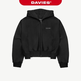 Áo khoác nữ croptop DAVIES có mũ màu đen dáng ngắn Baby Jacket local brand Acubi | D33-AK1