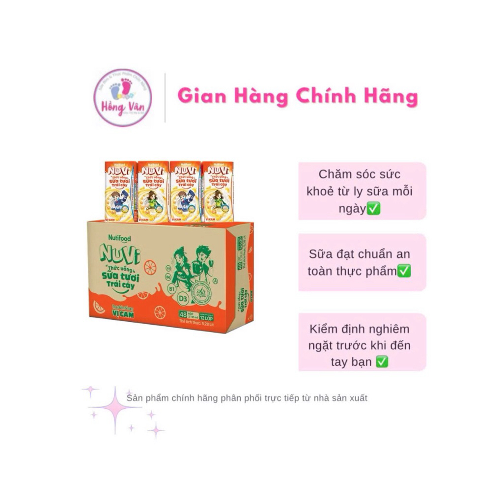 {Hot} Sữa tươi sạch trái cây Nuvi 110ml đủ vị cho bé